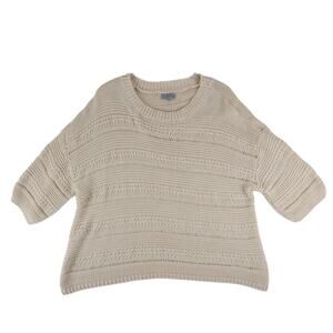 Joseph A Qu'est-Ce Que C'est Silk? Womens L Beige Chunky Knit Sweater Dolman Slv